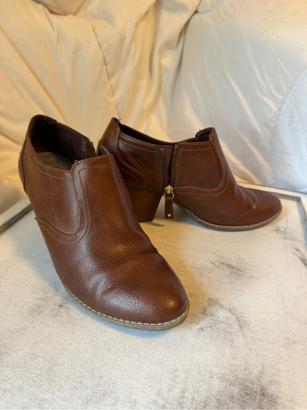 Dr. Scholl's Brown Leather Ankle Booties — Slip-On Chelsea Style - Picture 3 of 7